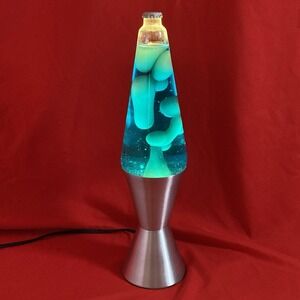 Lava Lite 1999 16" White Wax / Blue Liquid / Lamp / Silver Base #03 / No Cap